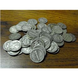 A Lot with 50 Mercury Dimes - various