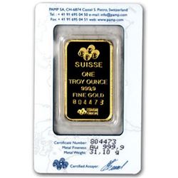1 oz. Gold Pamp Suisse Ingot 999.9