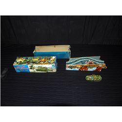 Tin Military Battle Ground With Tank & Winder in Box