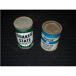 Quaker State 1 Imp Quart Tin & Chryco Metolux Casting Metal Powder Tin