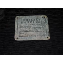 Grizzly Gasoline Tin Pump Plate