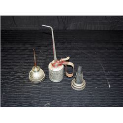 (2) Vintage Oilers & Metal Oil Spout