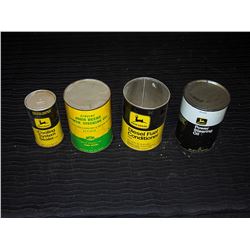 (4) John Deere Tins, 2 Full (Cooling System & Power Steering Full)
