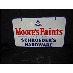 Moore's Paints Double Sided Porcelain Sign