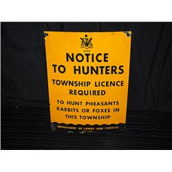 Province of Ontario Hunting Tin Sign