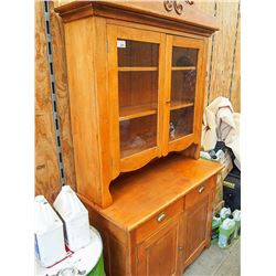 Maple Wooden Pantry Cupboard w/ Glass Doors