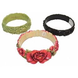 Group Of 1930's Art Deco Carved Celluloid Bangle Bracelets