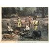 Image 1 : 19thc Hand-colored Wood Engraving, Southern Barbecue