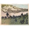 19thc Handcolored Wood Military Engraving, Field Maneuvers 23rd Regiment, Long Island New York