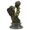 Romantic Bronze Sculpture of Lovers Kissing 17" x 9"
