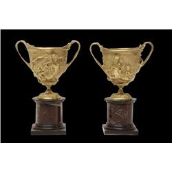 Pair of Gilt Bronze Marble Mounted Cups
