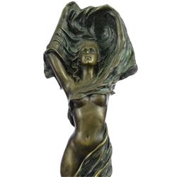ART NOUVEAU DECO BRONZE NUDE GIRL STATUE FIGURAL FIGURE SCULPTURE STATUE