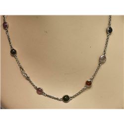 39.68ctw Tourmaline & Sterling Silver 36" Station Necklace