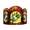 "IGGY" Tiffany-glass Floral Design 3pcs Folding Fireplace Screen 42" Wide
