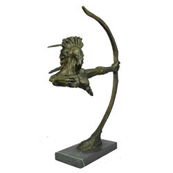 MOHAWK ARCHER Abstract Native American Bronze Bust Sculpture 29" x 23"