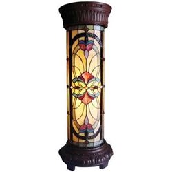 Tiffany-glass 2 Light Victorian Pedestal Light Fixture 30" Tall