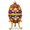 Image 1 : Flower Leaves on Red Enamel Royal Inspired Russian Egg 4 Inches