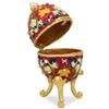 Image 2 : Flower Leaves on Red Enamel Royal Inspired Russian Egg 4 Inches