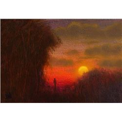 Original Oil Painting Landscape Signed On Canvas Vintage Antique Style 9003 Cole