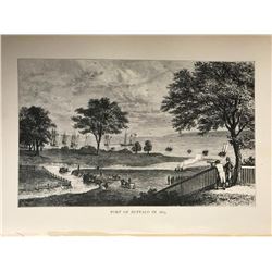 19thc Wood Engraving, Port of Buffalo 1815, New York