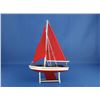 Image 8 : Wooden It Floats 12" - Red with Red Sails Floating Sailboat Model