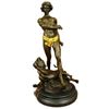 Gold Patina Young Tarzan Killing Leopard Bronze Sculpture Statue Figurine Figure