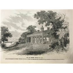 19thc Wood Engravings Prints, Mt Vernon, Home of President George Washington