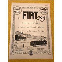 1926 French Magazine Advertisement, Fiat 509 Automobile Car