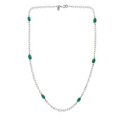 5.40ctw Green Chalcedony Sterling 20" Station Necklace