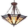 Image 1 : "SIRIUS" Tiffany-style Goemetirc 3 Light Inverted Ceiling Pendant 25" Shade