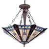 Image 2 : "SIRIUS" Tiffany-style Goemetirc 3 Light Inverted Ceiling Pendant 25" Shade