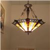 Image 3 : "SIRIUS" Tiffany-style Goemetirc 3 Light Inverted Ceiling Pendant 25" Shade