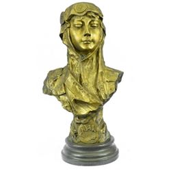 Art Deco Gilt Bronze Female Goddess Bust Bronze Sculpture Great Detail Statue