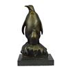 Mother Penguin & Chick Bronze Sculpture 14" x 8"