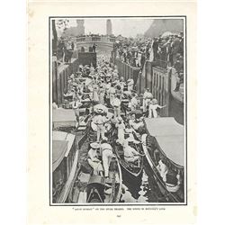 Early 20thc English Edwardian Book Plate Print, Ascot Sunday, River Thames