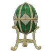 Image 1 : Crystal Rhombus on Green Enamel Royal Inspired Russian Egg 3.15 Inches