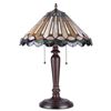 Image 2 : "INEZ" Tiffany-style 2 Light Mission Table Lamp 16" Shade