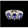 Image 2 : 2.10 ctw Tanzanite and Diamond Ring - 14KT White Gold