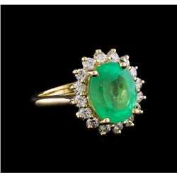 4.67 ctw Emerald and Diamond Ring  - 14KT Yellow Gold