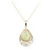 Image 2 : 5.59 ctw Opal and Diamond Pendant - 14KT Yellow Gold