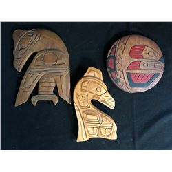 NATIVE ART CARVINGS LOT (ARTISTS -  A. HUNT/ GILBERT SMITH)