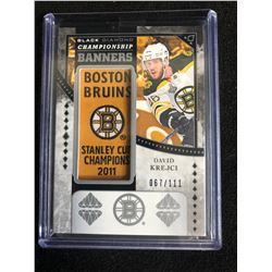 2018-19 BLACK DIAMOND Championship Banners David Krejci 2011 Stanley Cup Winner (067/111)