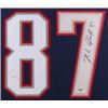 Image 2 : Rob Gronkowski Signed New England Patriots 35x43 Custom Framed Jersey (PSA COA)