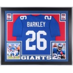 Saquon Barkley Signed 35x43 Custom Framed Jersey (JSA COA)