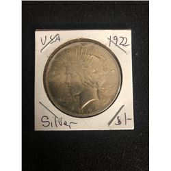 1922 USA PEACE SILVER DOLLAR