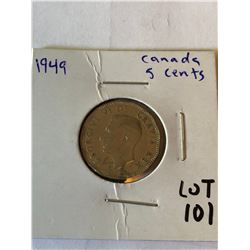 1949 Canada 5 Cents Nice Early Coin