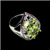 Image 3 : Natural Green Peridot Rhodolite Garnet Sapphire Ring