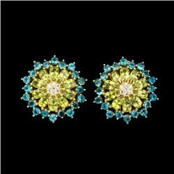 Natural Rare  Brazil Blue Apatite & Peridot Earrings