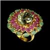 Image 2 : Natural Green Amethyst 15x11mm, Emerald Ruby Ring