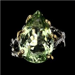 Natural 19x12mm Green Amethyst Ring